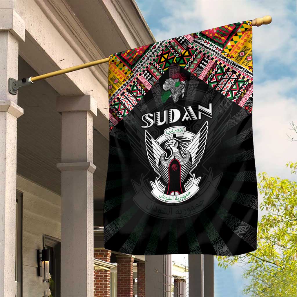 Sudan Roots Garden Flag African Pride in Fingerprint and Tribal Colors DT02