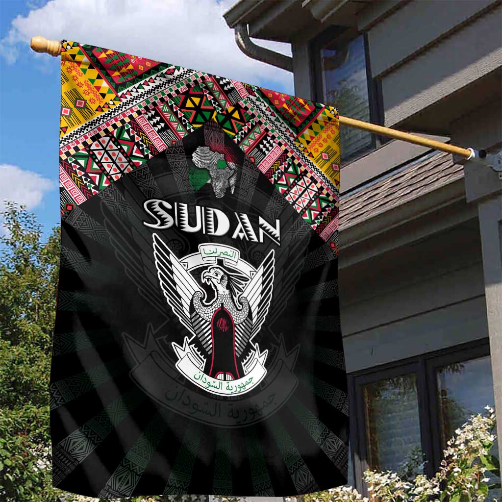 Sudan Roots Garden Flag African Pride in Fingerprint and Tribal Colors DT02