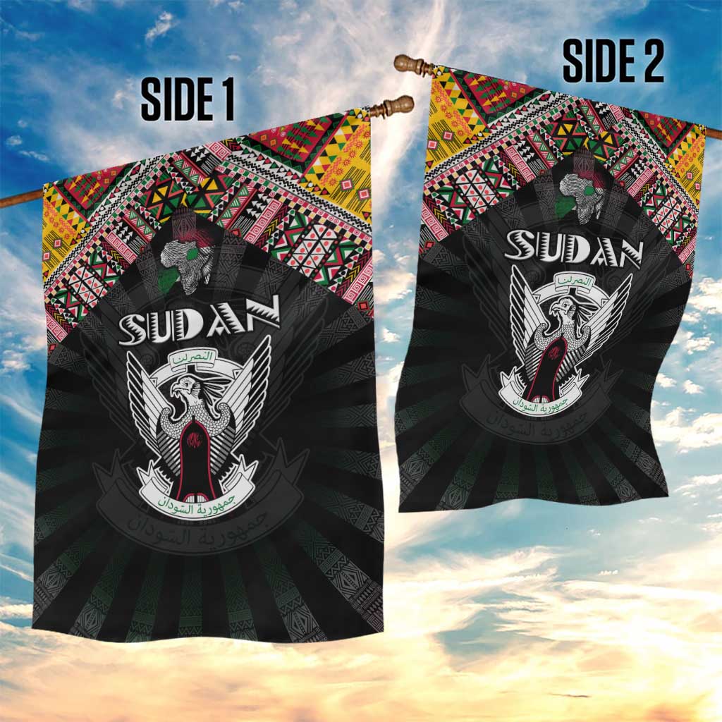 Sudan Roots Garden Flag African Pride in Fingerprint and Tribal Colors DT02