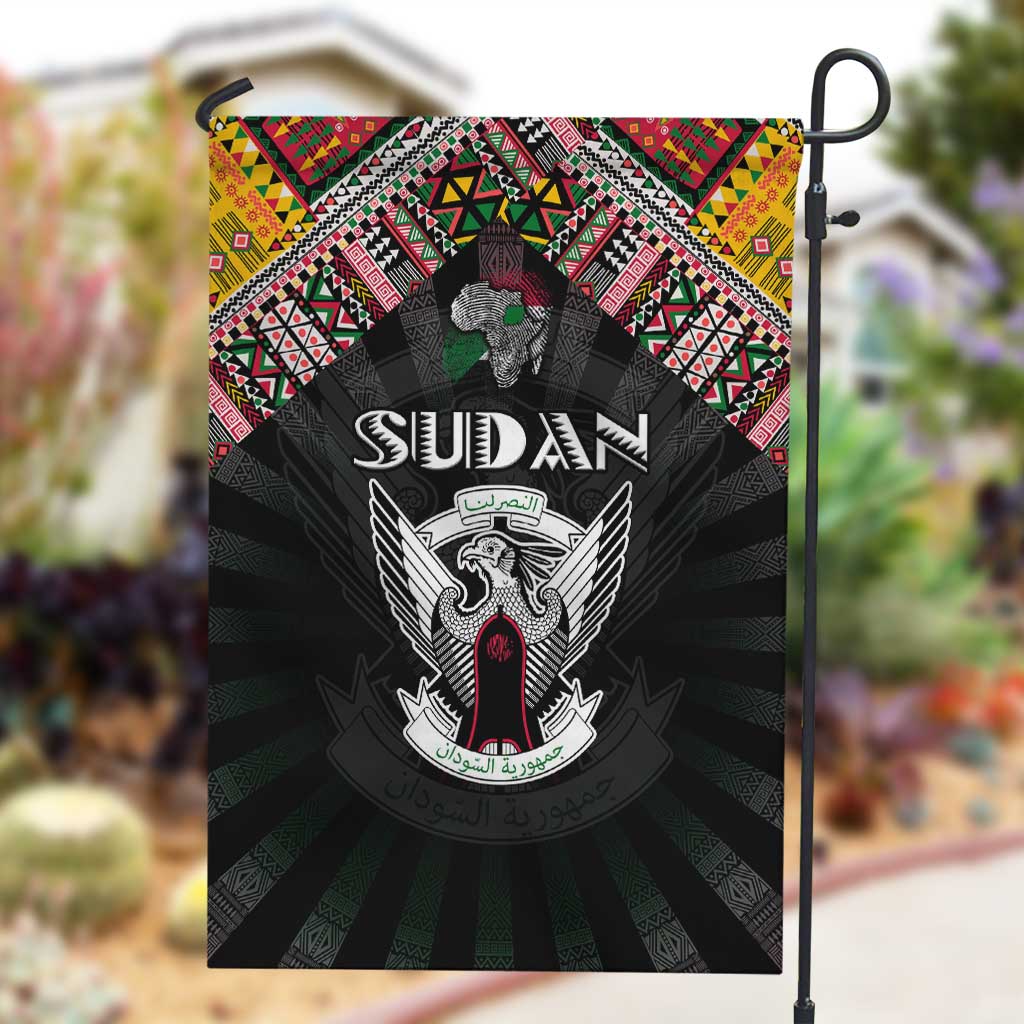 Sudan Roots Garden Flag African Pride in Fingerprint and Tribal Colors DT02