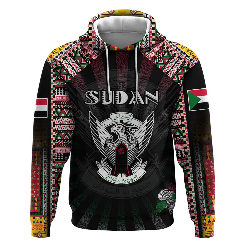 Personalized Sudan Roots Hoodie African Map in Fingerprint and Tribal Colors DT02