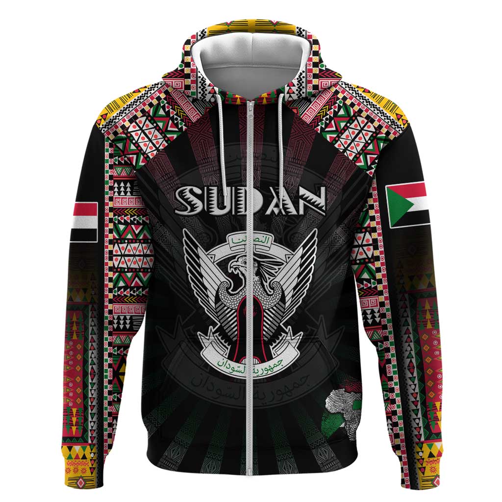 Personalized Sudan Roots Hoodie African Map in Fingerprint and Tribal Colors DT02