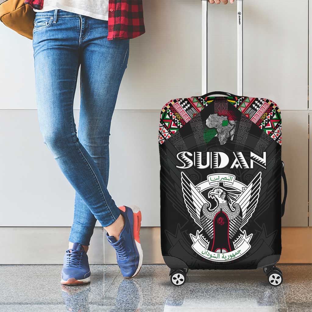 Sudan Roots Luggage Cover African Map in Fingerprint and Tribal Colors DT02