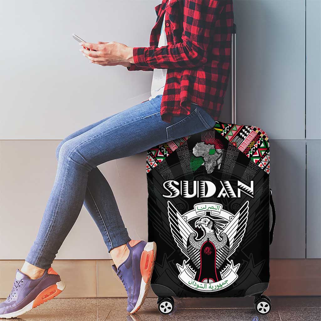 Sudan Roots Luggage Cover African Map in Fingerprint and Tribal Colors DT02
