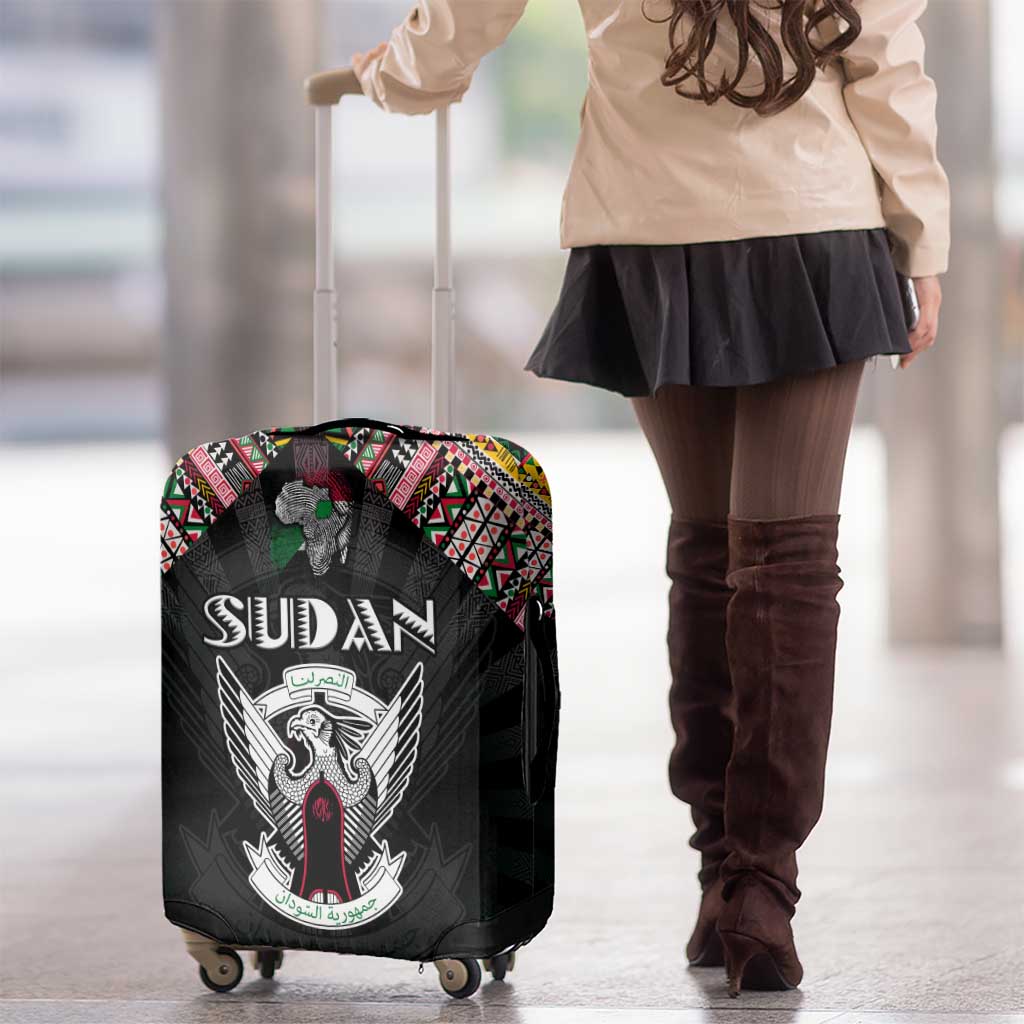 Sudan Roots Luggage Cover African Map in Fingerprint and Tribal Colors DT02