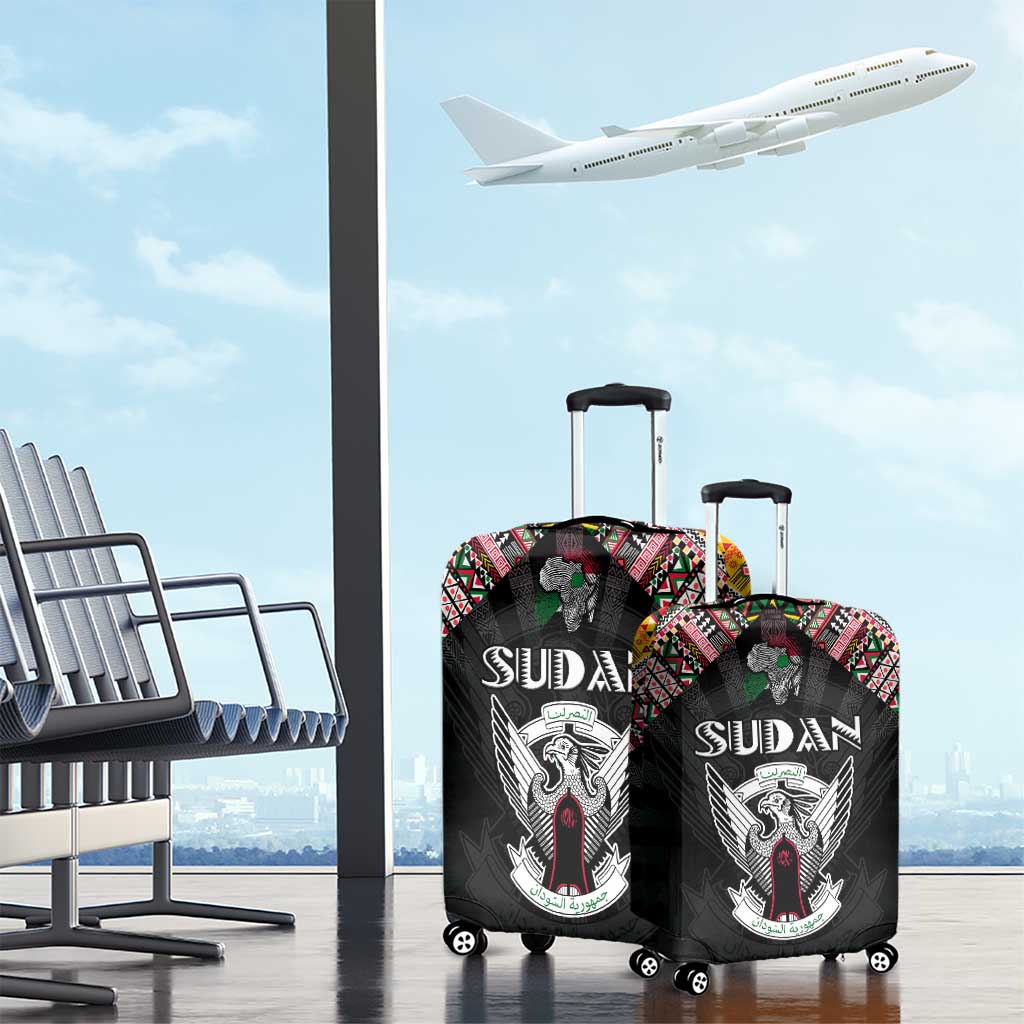 Sudan Roots Luggage Cover African Map in Fingerprint and Tribal Colors DT02