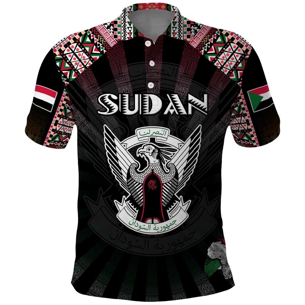 Personalized Sudan Roots Polo Shirt African Map in Fingerprint and Tribal Colors DT02