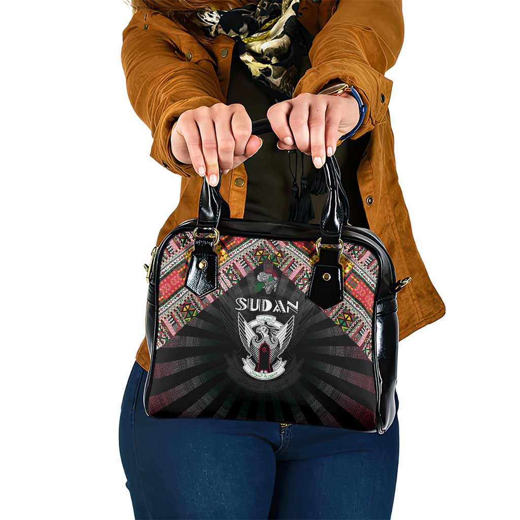 Sudan Roots Shoulder Handbag African Map in Fingerprint and Tribal Colors DT02