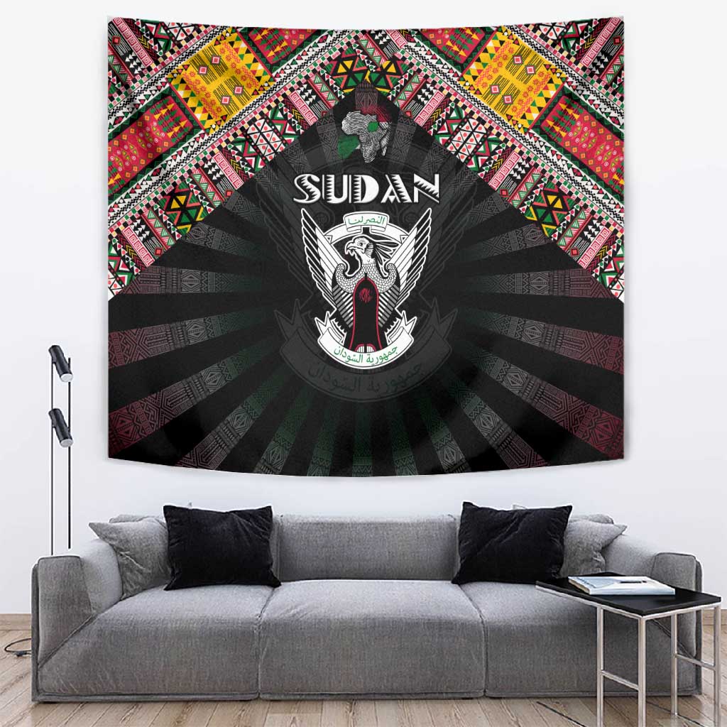 Sudan Roots Tapestry African Pride in Fingerprint and Tribal Colors DT02