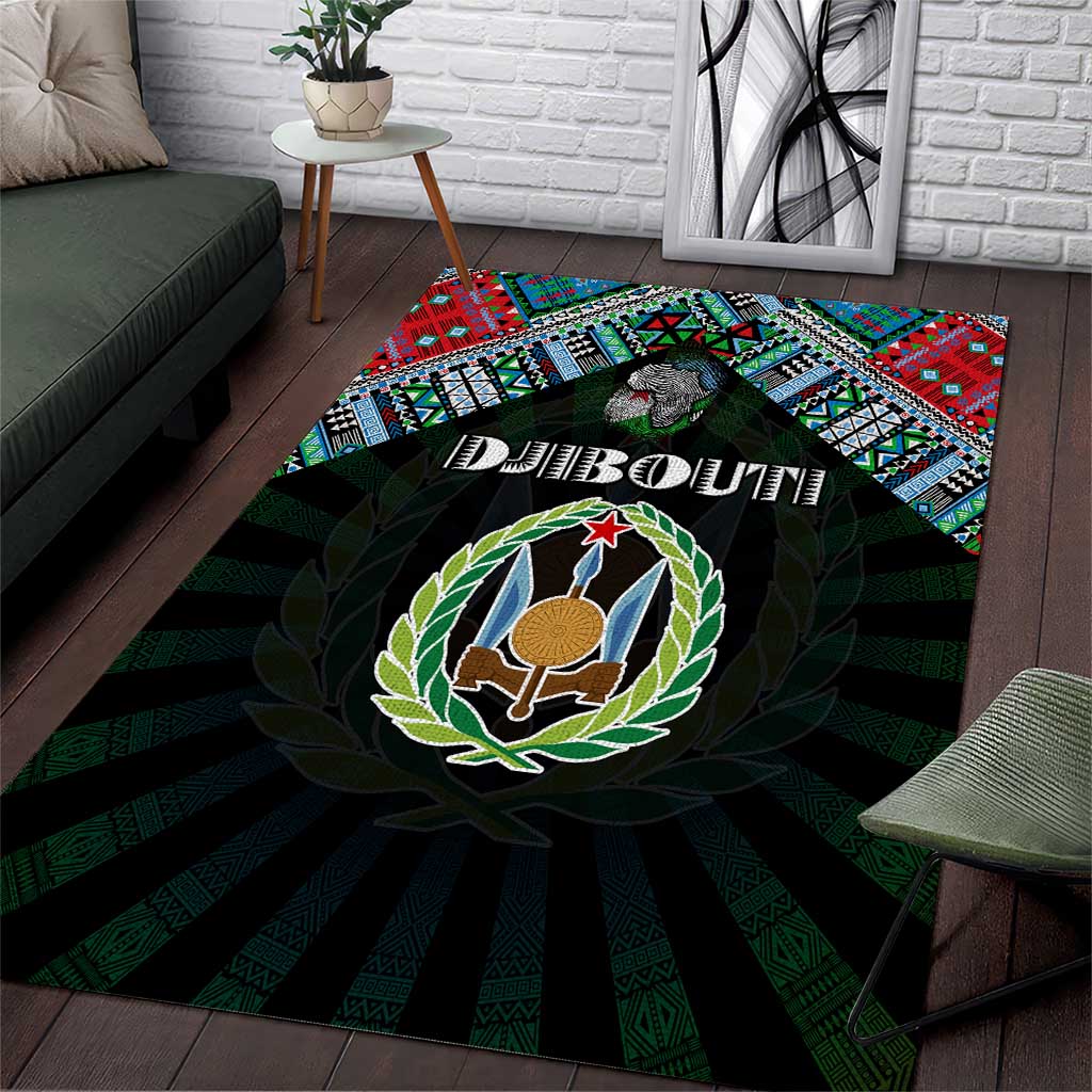 Djibouti Roots Area Rug African Pride in Fingerprint and Tribal Colors DT02