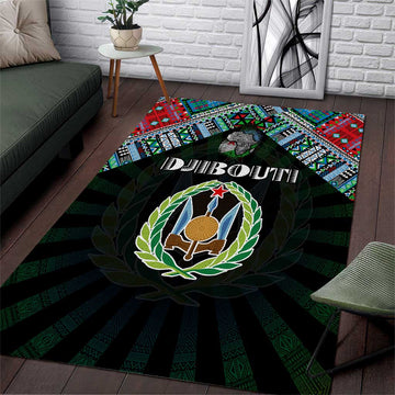 Djibouti Roots Area Rug African Pride in Fingerprint and Tribal Colors DT02