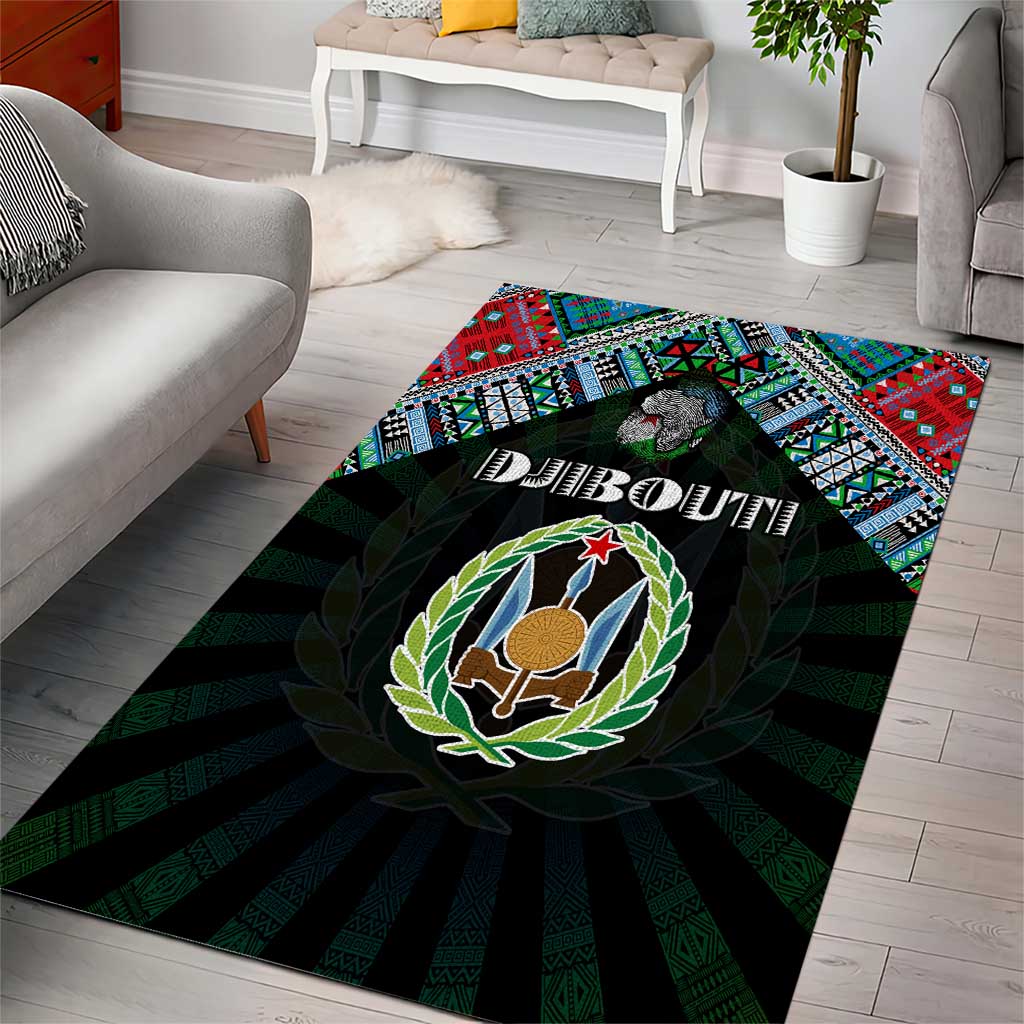 Djibouti Roots Area Rug African Pride in Fingerprint and Tribal Colors DT02