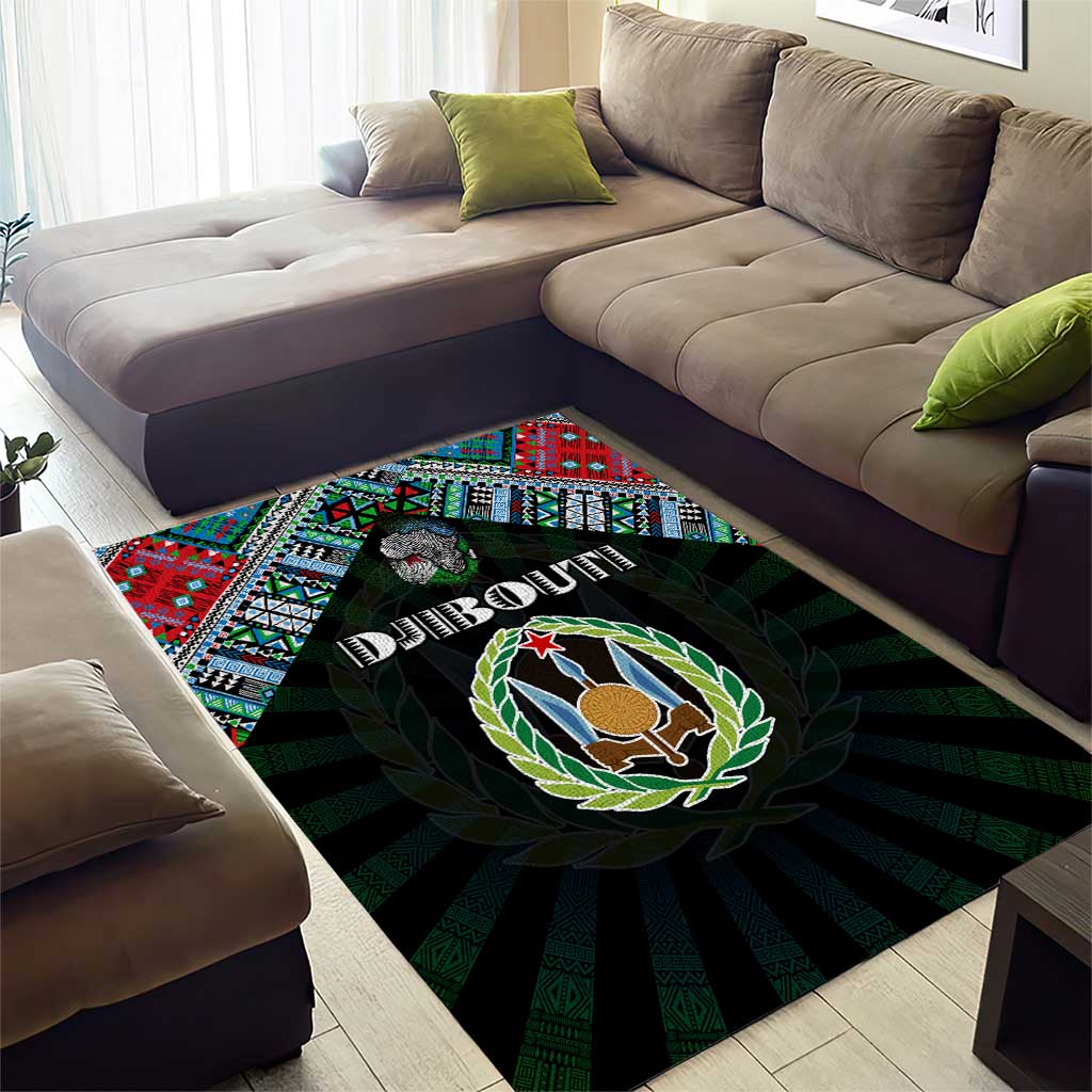 Djibouti Roots Area Rug African Pride in Fingerprint and Tribal Colors DT02