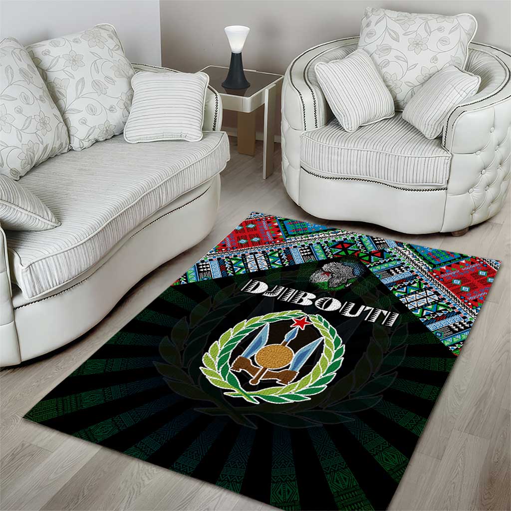 Djibouti Roots Area Rug African Pride in Fingerprint and Tribal Colors DT02