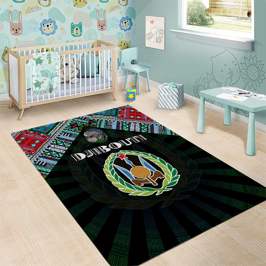 Djibouti Roots Area Rug African Pride in Fingerprint and Tribal Colors DT02