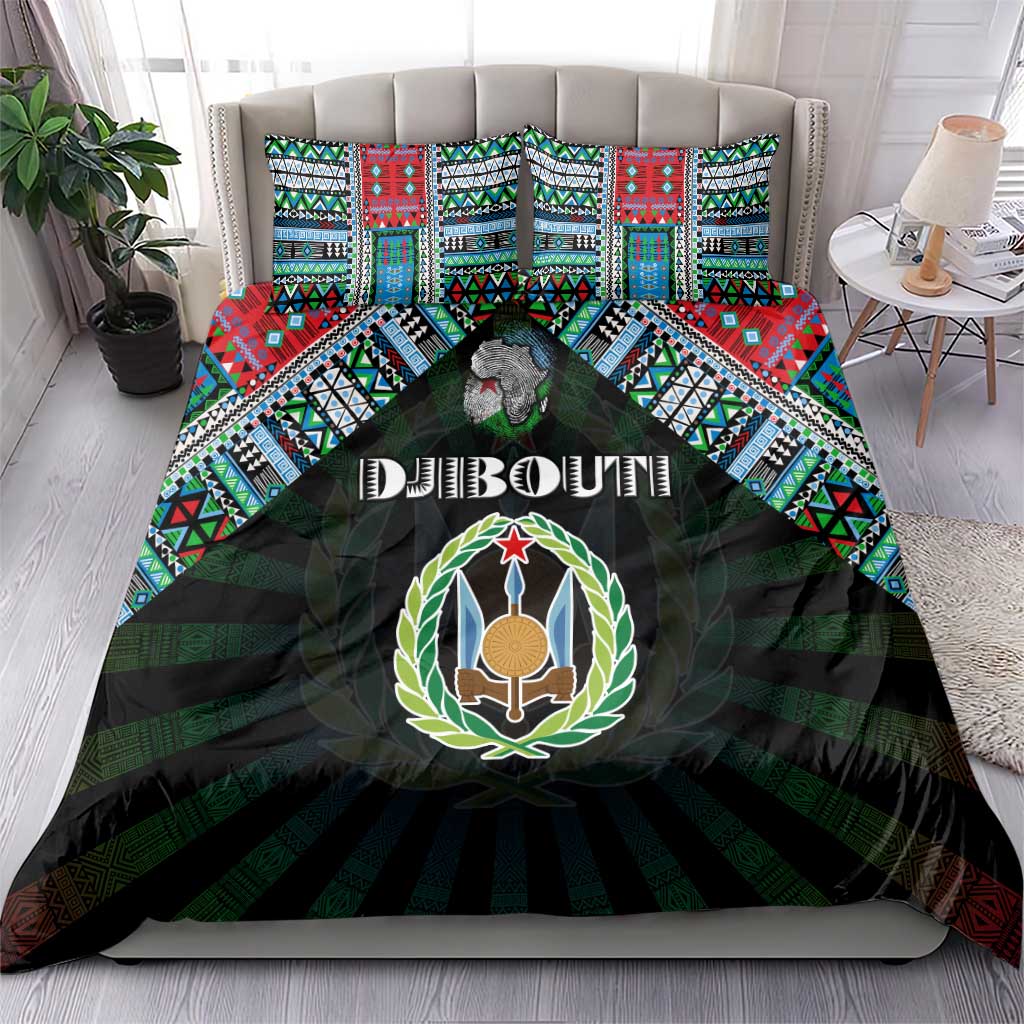 Djibouti Roots Bedding Set African Pride in Fingerprint and Tribal Colors DT02