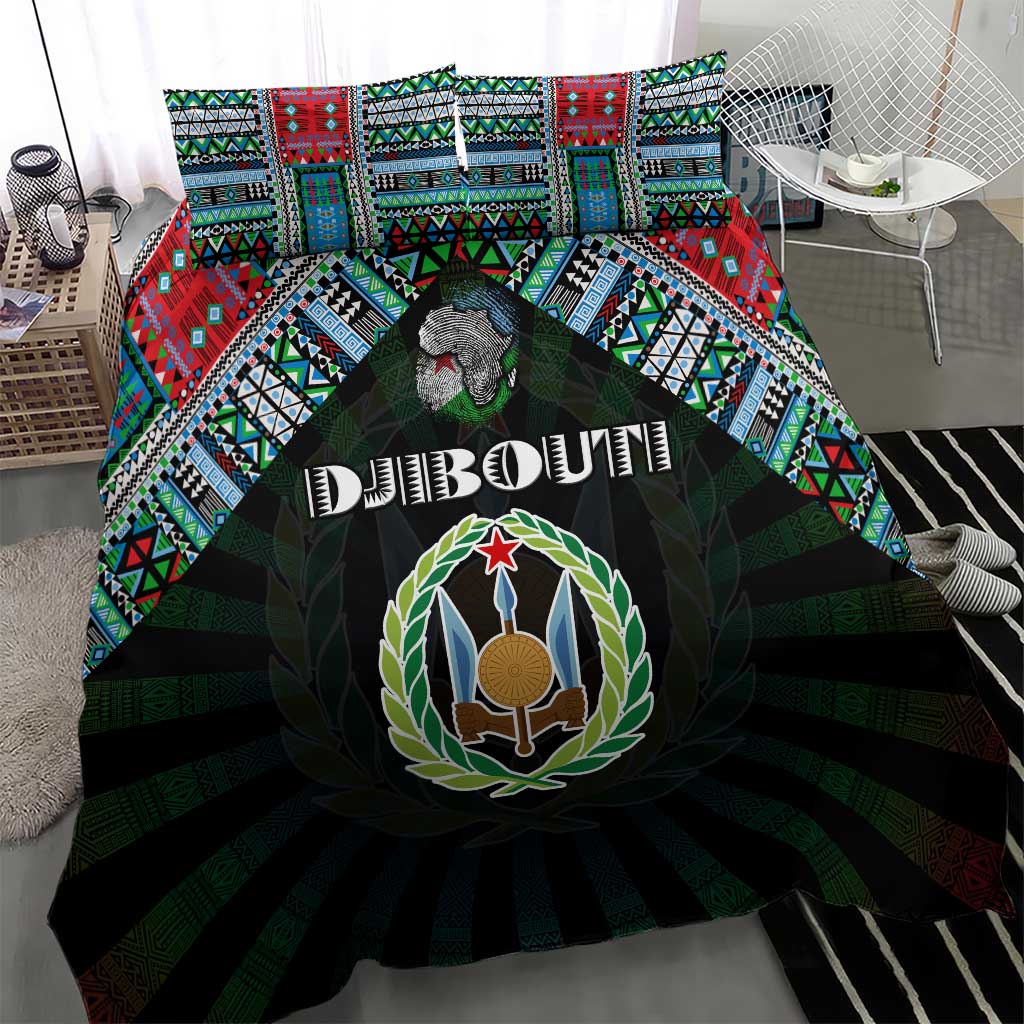 Djibouti Roots Bedding Set African Pride in Fingerprint and Tribal Colors DT02