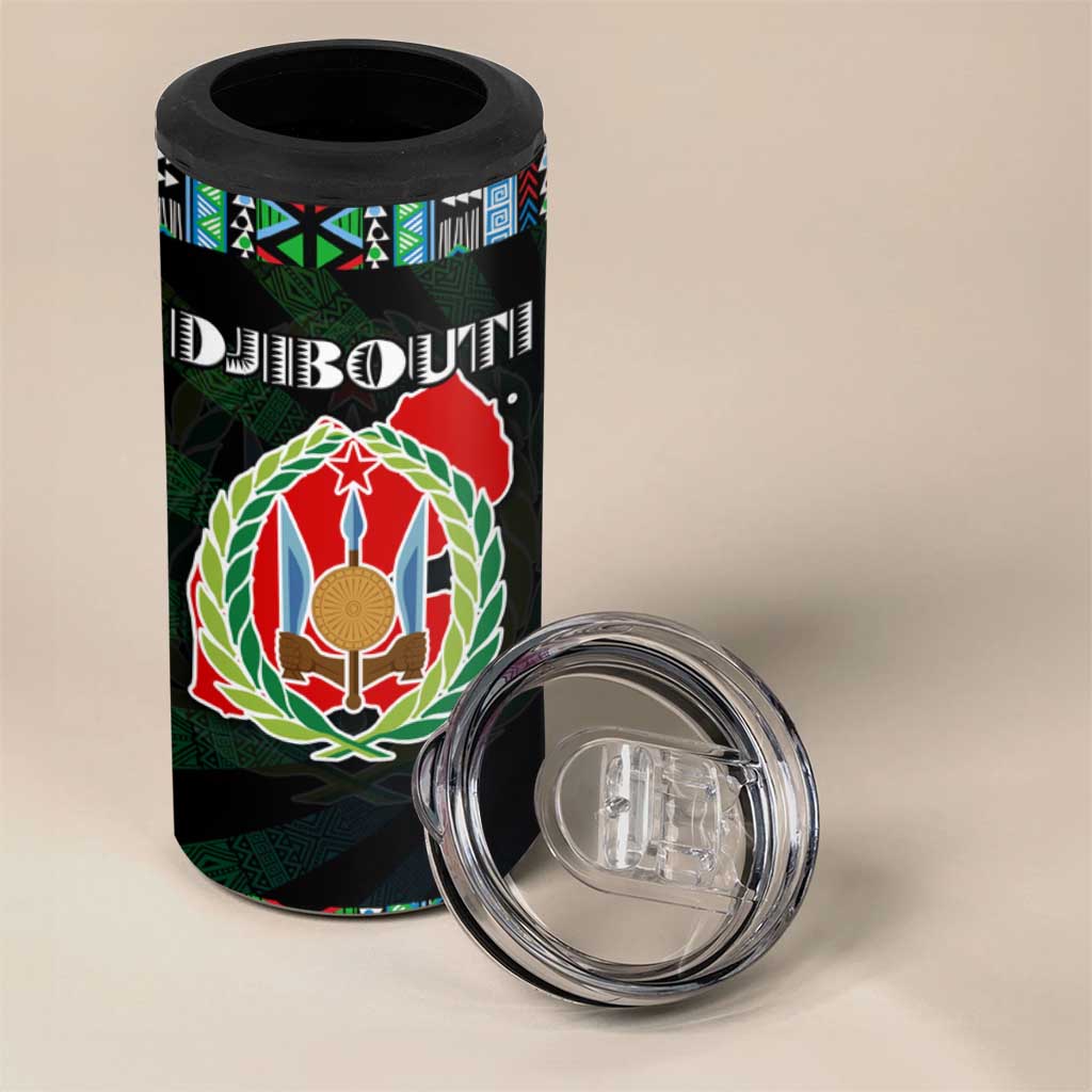 Djibouti Roots 4 in 1 Can Cooler Tumbler African Pride in Fingerprint and Tribal Colors DT02