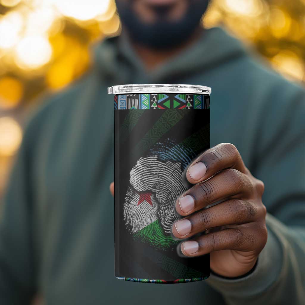 Djibouti Roots 4 in 1 Can Cooler Tumbler African Pride in Fingerprint and Tribal Colors DT02
