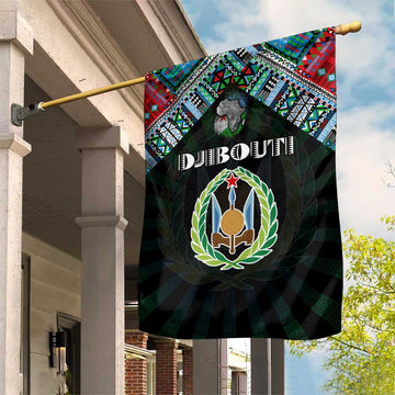 Djibouti Roots Garden Flag African Pride in Fingerprint and Tribal Colors DT02