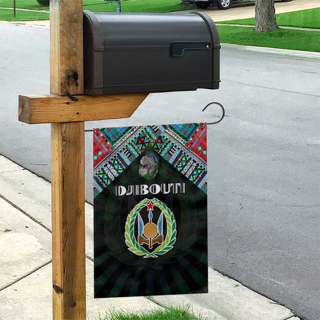 Djibouti Roots Garden Flag African Pride in Fingerprint and Tribal Colors DT02
