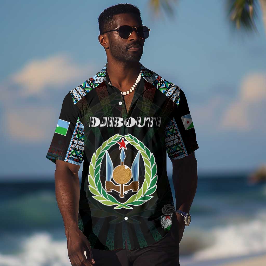 Personalized Djibouti Roots Hawaiian Shirt African Pride in Fingerprint and Tribal Colors DT02