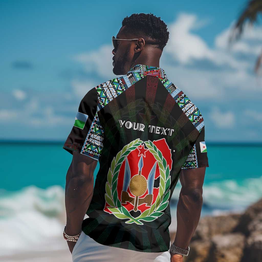 Personalized Djibouti Roots Hawaiian Shirt African Pride in Fingerprint and Tribal Colors DT02