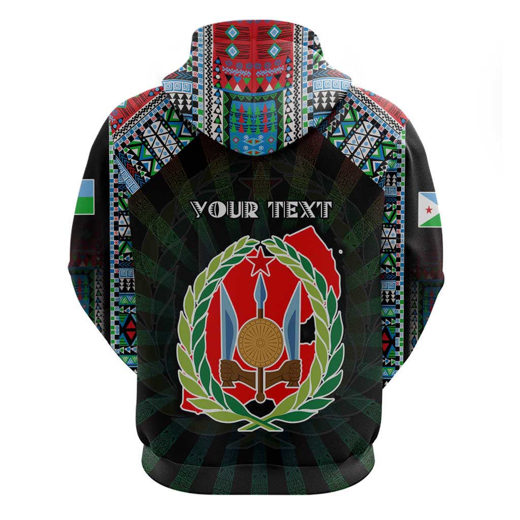 Personalized Djibouti Roots Hoodie African Map in Fingerprint and Tribal Colors DT02