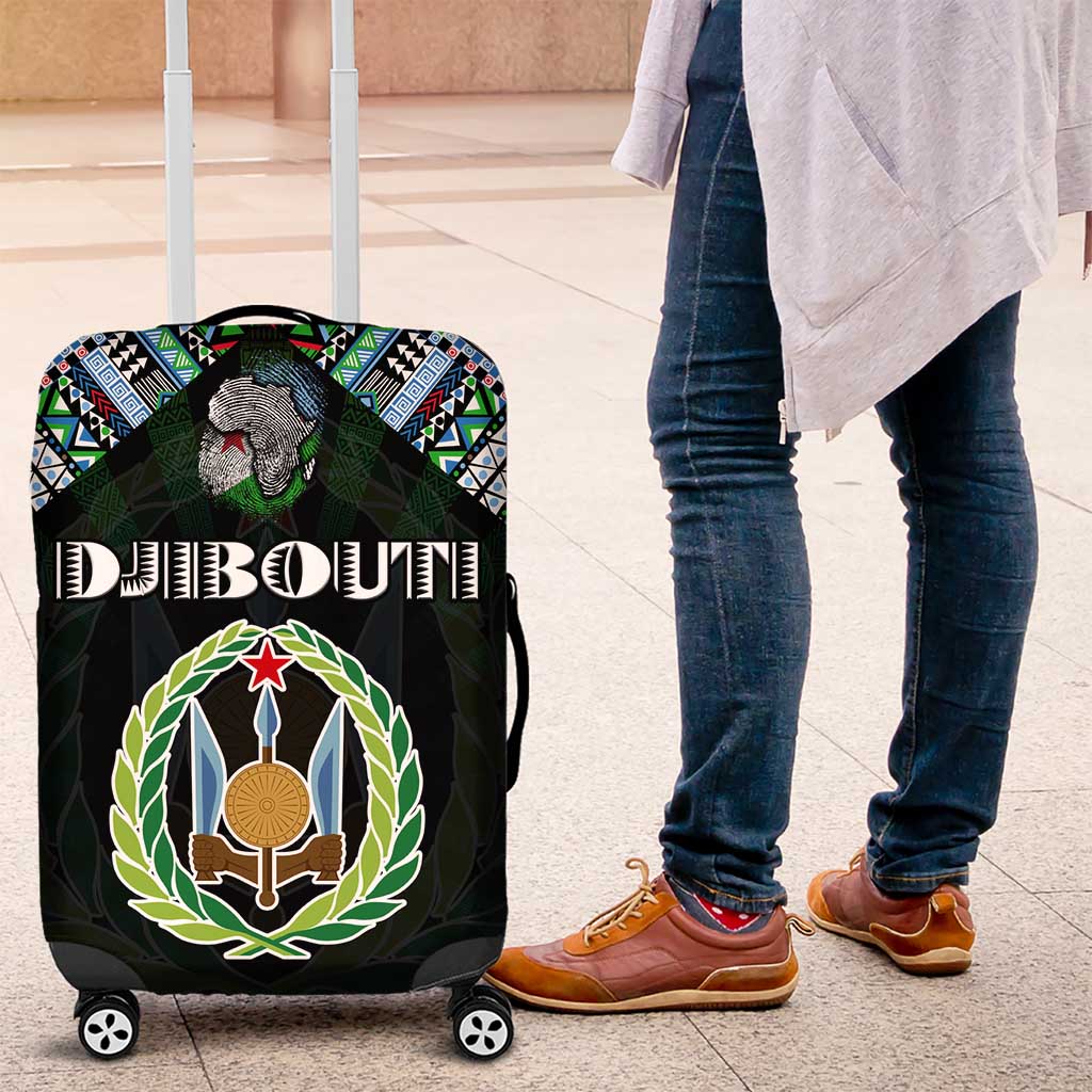Djibouti Roots Luggage Cover African Map in Fingerprint and Tribal Colors DT02