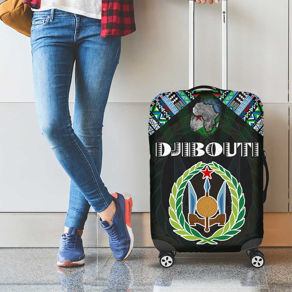Djibouti Roots Luggage Cover African Map in Fingerprint and Tribal Colors DT02