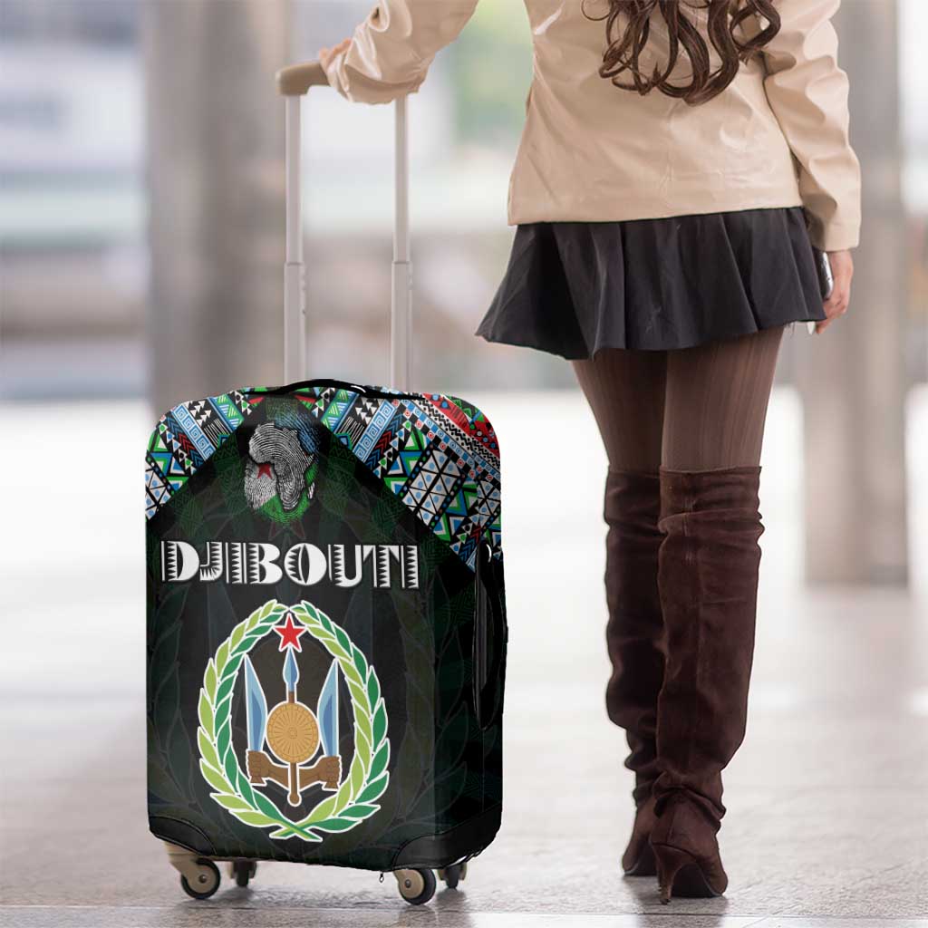 Djibouti Roots Luggage Cover African Map in Fingerprint and Tribal Colors DT02