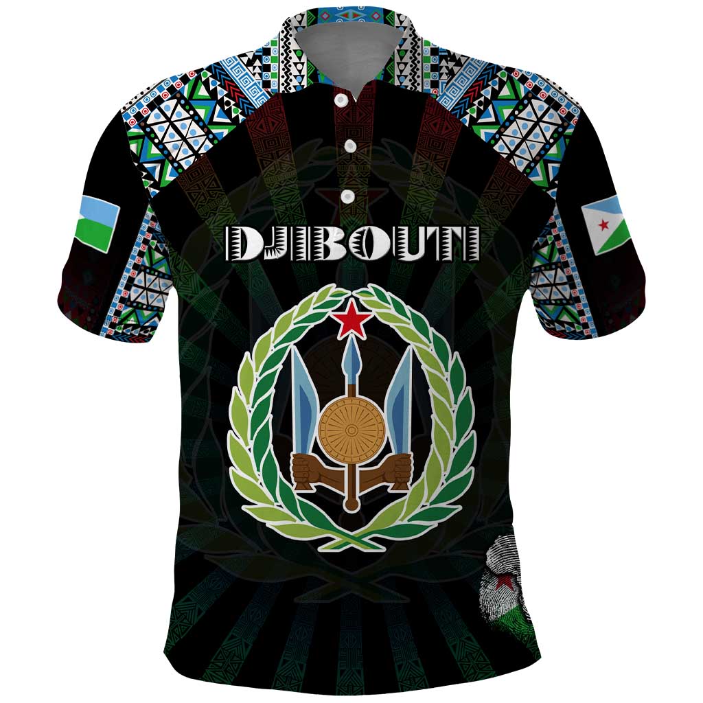 Personalized Djibouti Roots Polo Shirt African Map in Fingerprint and Tribal Colors DT02