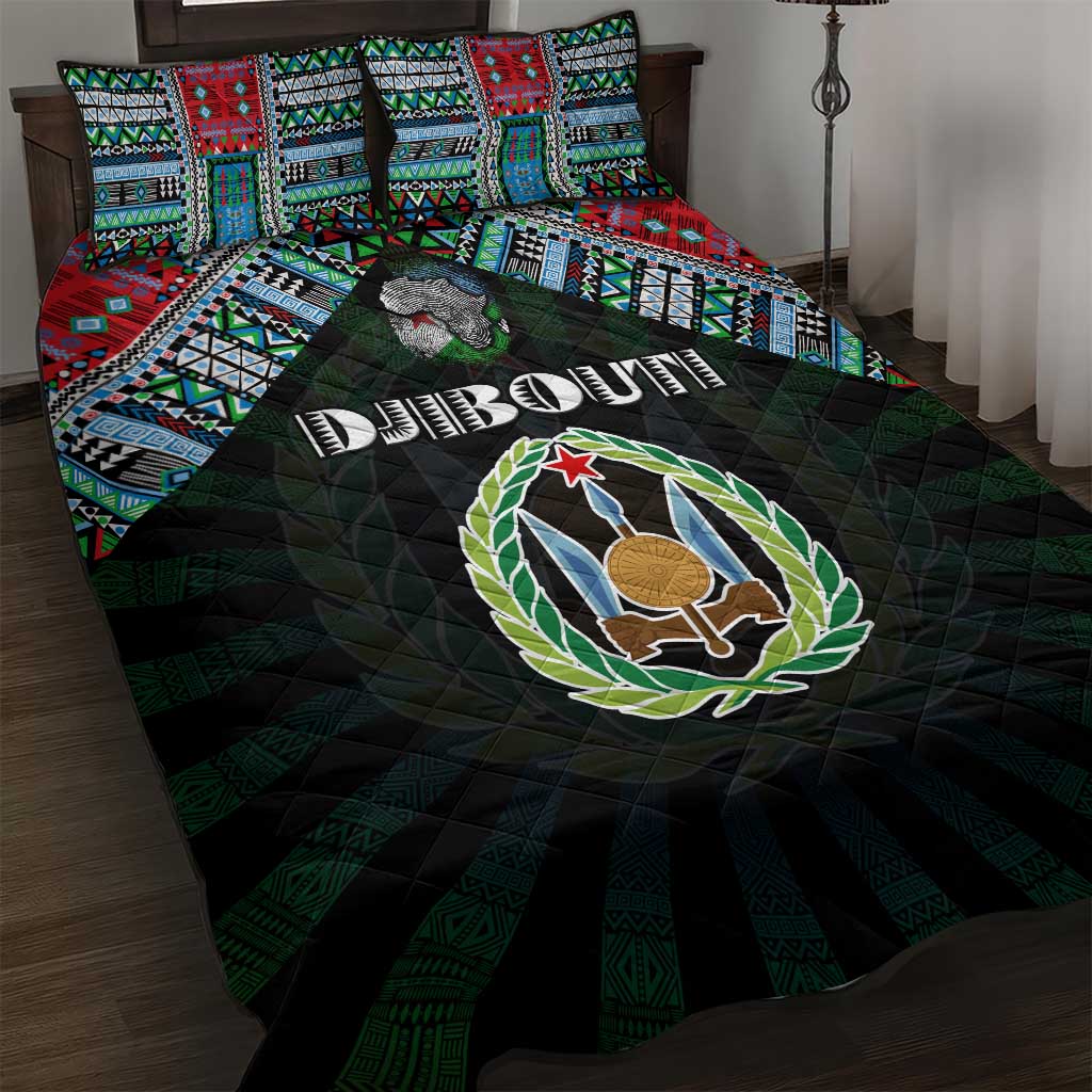 Djibouti Roots Quilt Bed Set African Pride in Fingerprint and Tribal Colors DT02