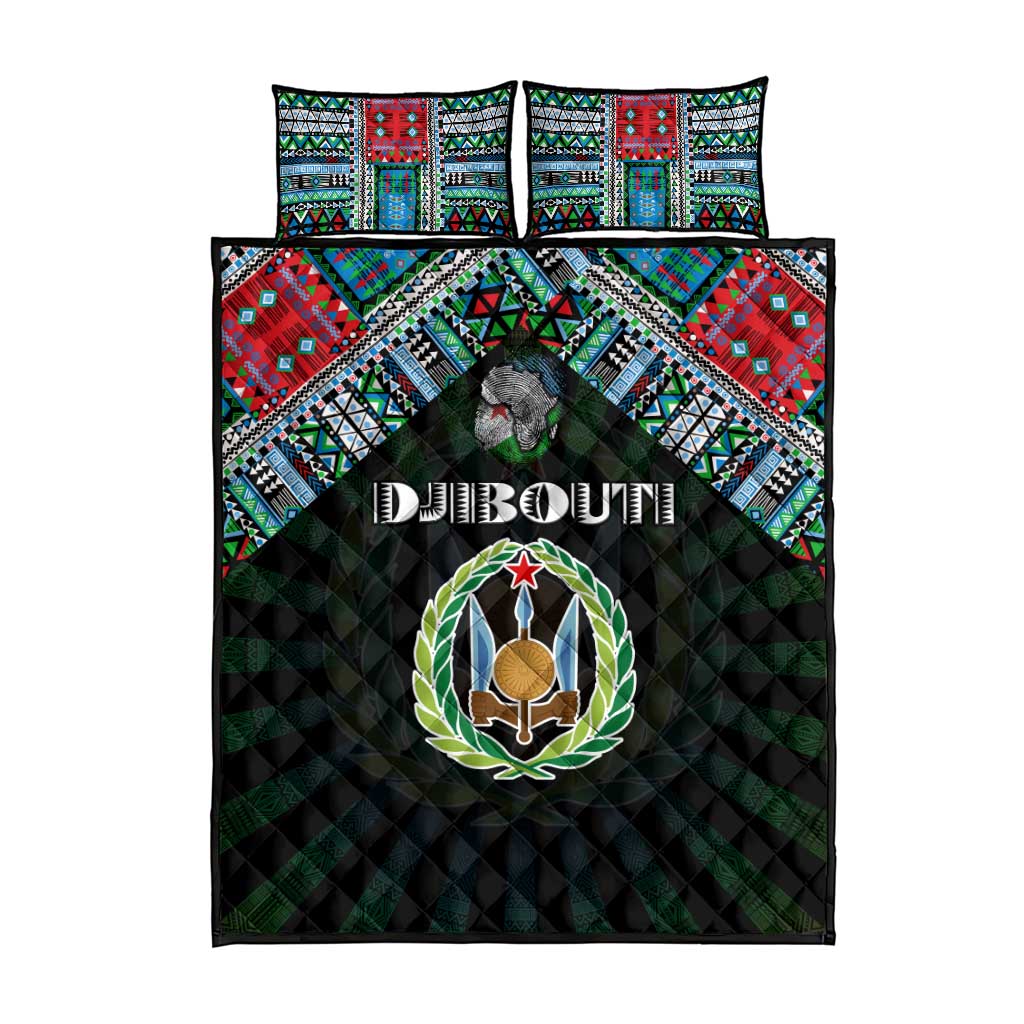 Djibouti Roots Quilt Bed Set African Pride in Fingerprint and Tribal Colors DT02