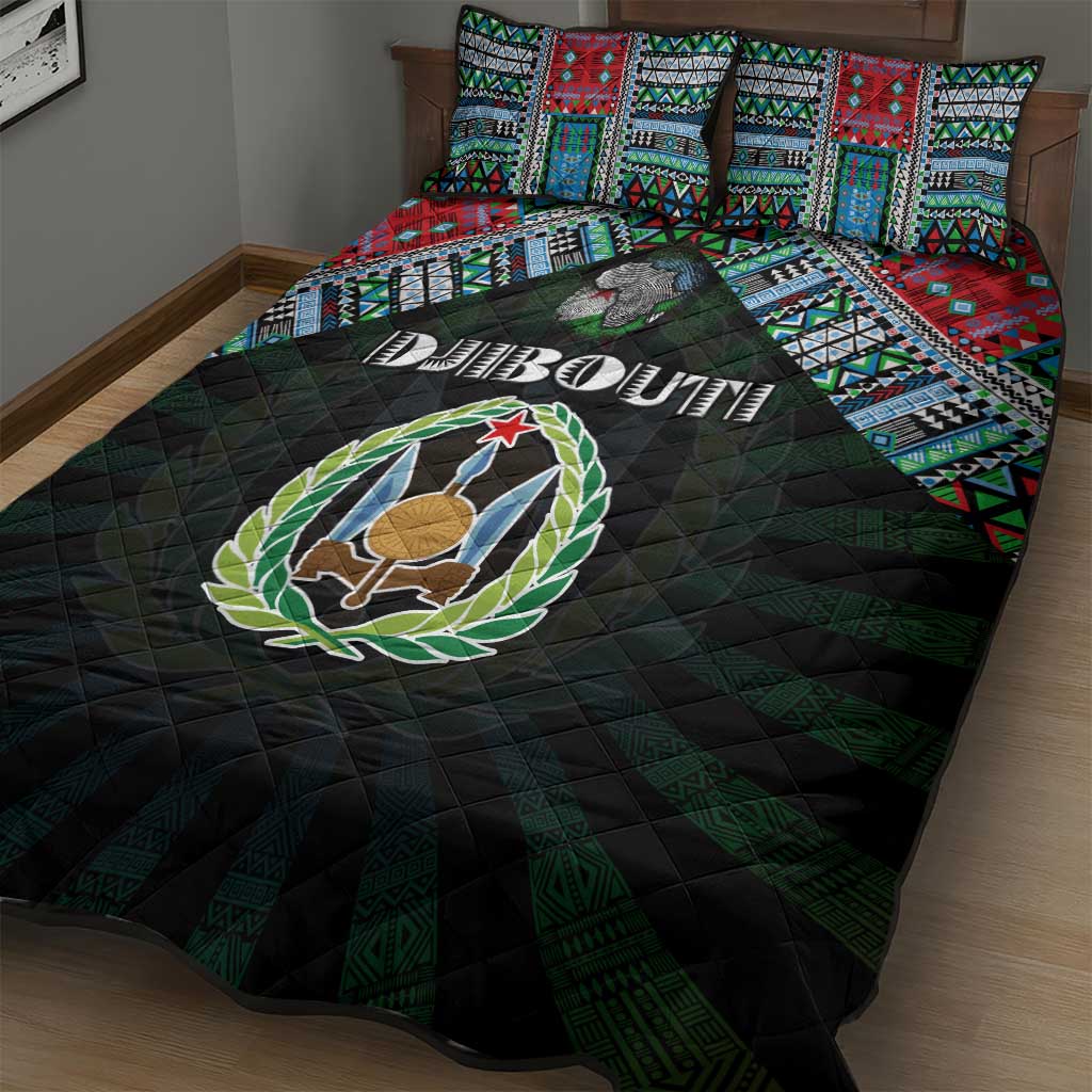Djibouti Roots Quilt Bed Set African Pride in Fingerprint and Tribal Colors DT02
