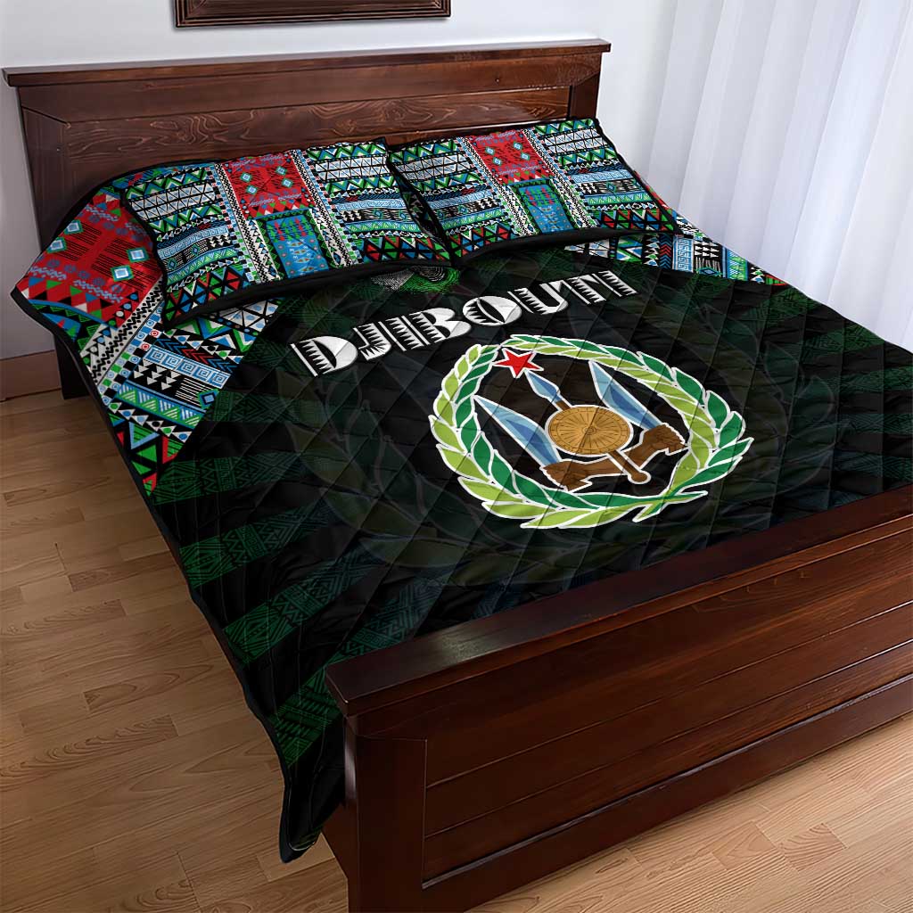 Djibouti Roots Quilt Bed Set African Pride in Fingerprint and Tribal Colors DT02