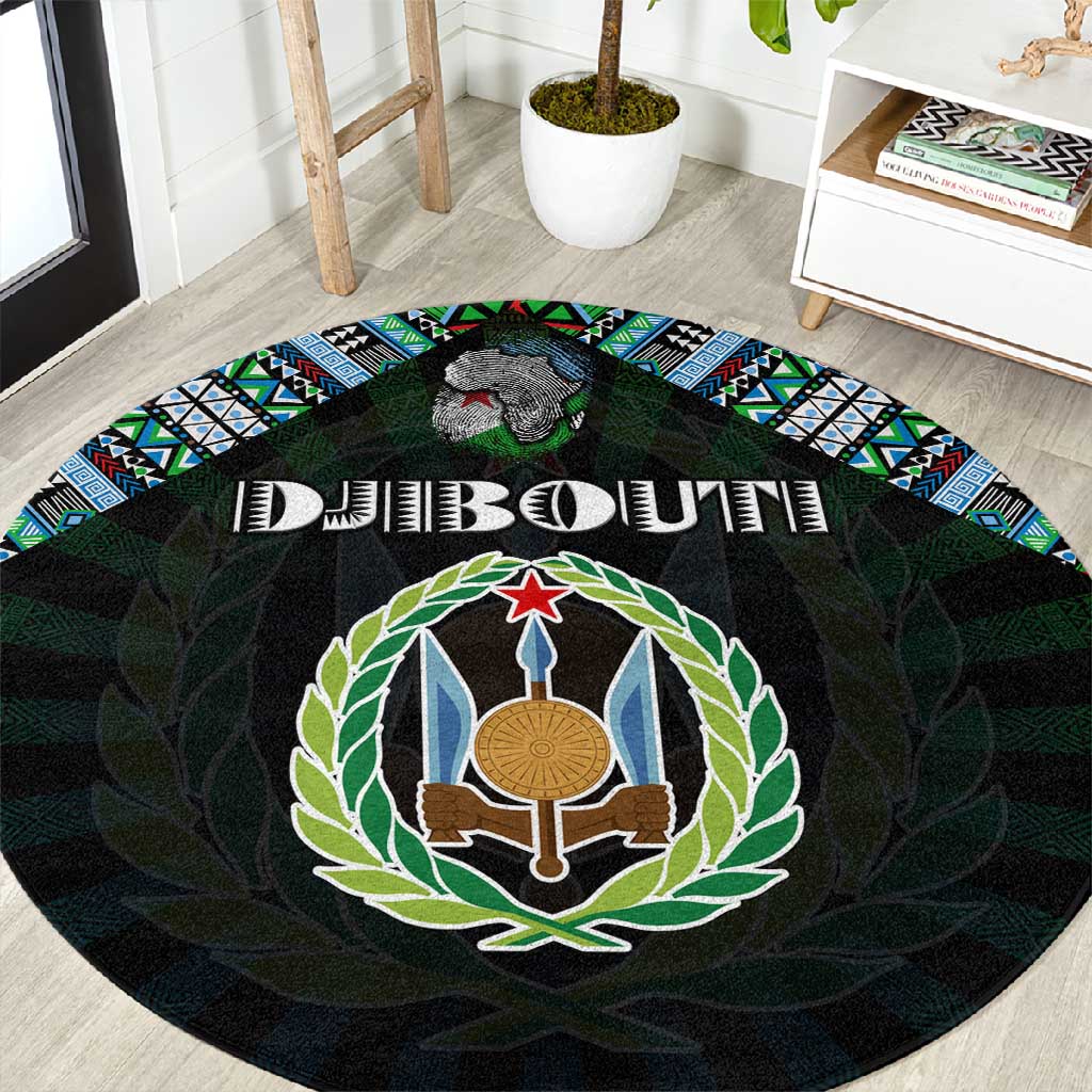 Djibouti Roots Round Carpet African Pride in Fingerprint and Tribal Colors DT02