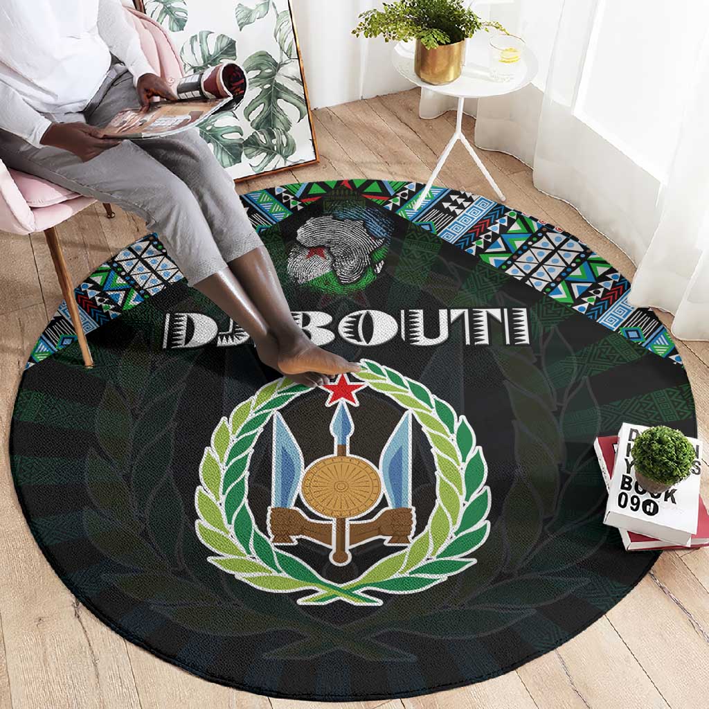 Djibouti Roots Round Carpet African Pride in Fingerprint and Tribal Colors DT02
