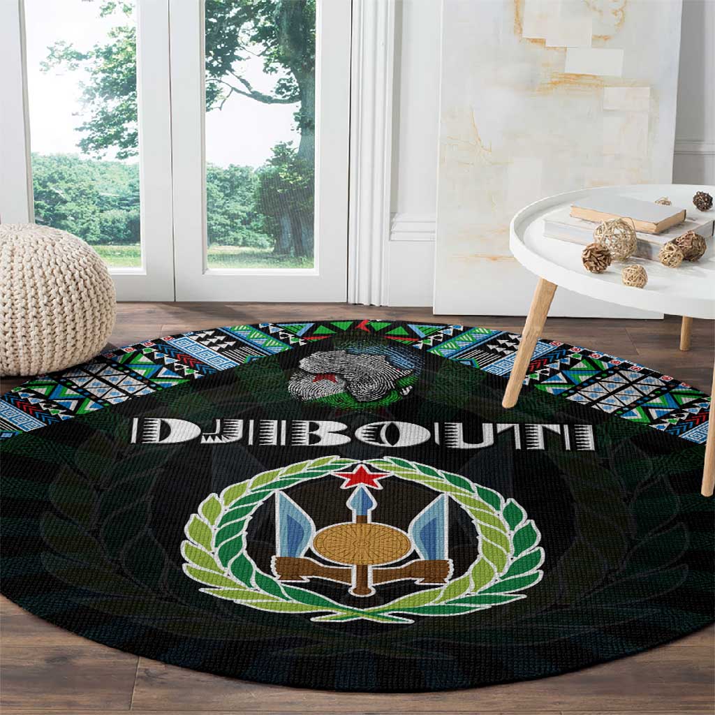 Djibouti Roots Round Carpet African Pride in Fingerprint and Tribal Colors DT02