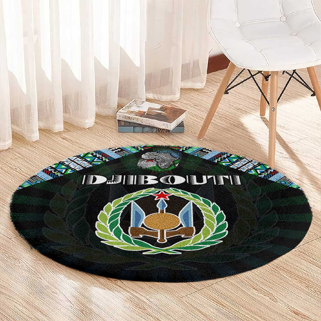 Djibouti Roots Round Carpet African Pride in Fingerprint and Tribal Colors DT02