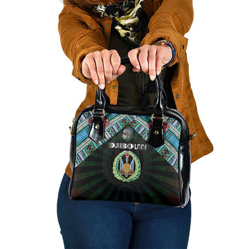 Djibouti Roots Shoulder Handbag African Map in Fingerprint and Tribal Colors DT02