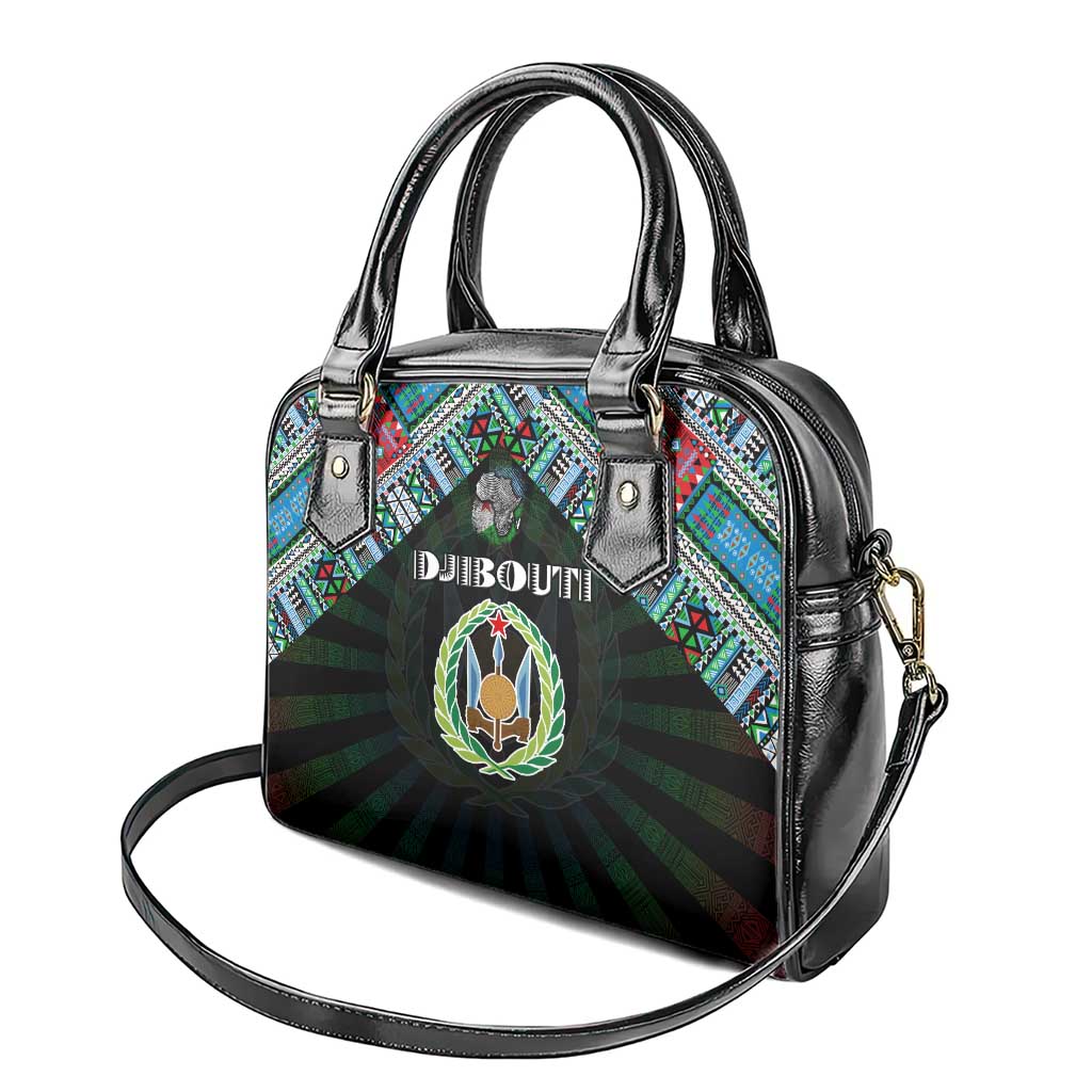 Djibouti Roots Shoulder Handbag African Map in Fingerprint and Tribal Colors DT02