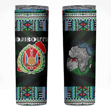 Djibouti Roots Skinny Tumbler African Pride in Fingerprint and Tribal Colors DT02