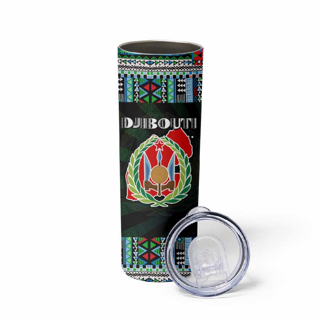 Djibouti Roots Skinny Tumbler African Pride in Fingerprint and Tribal Colors DT02