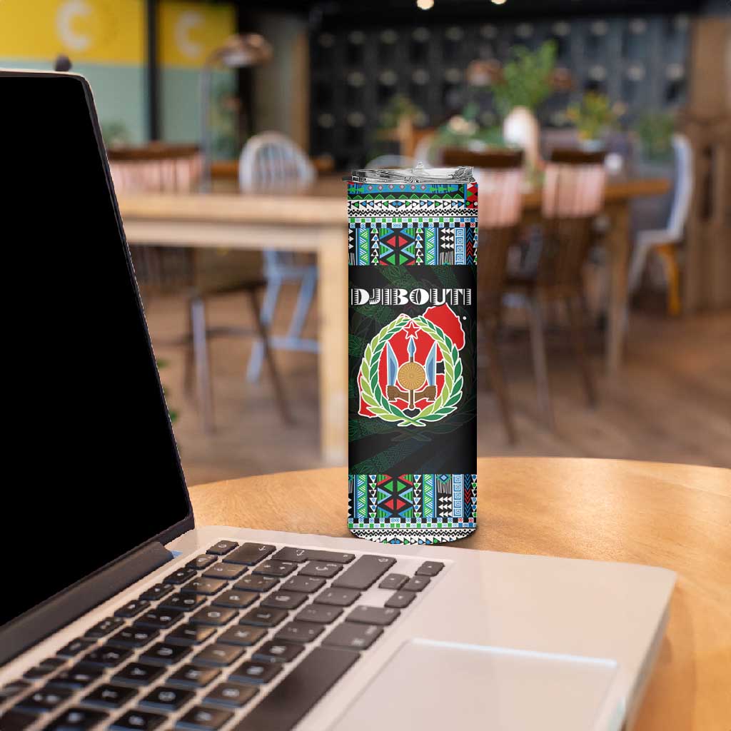 Djibouti Roots Skinny Tumbler African Pride in Fingerprint and Tribal Colors DT02