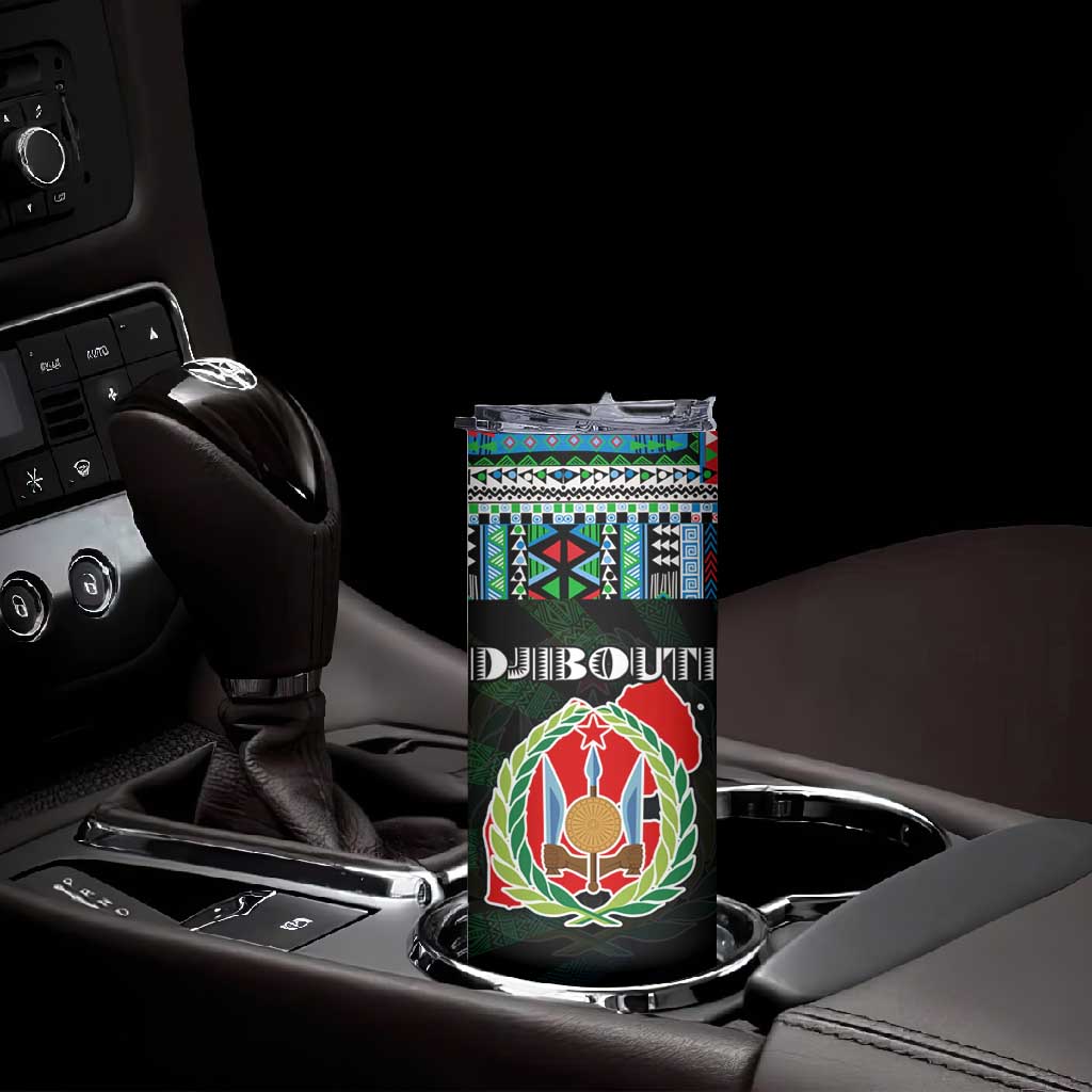 Djibouti Roots Skinny Tumbler African Pride in Fingerprint and Tribal Colors DT02