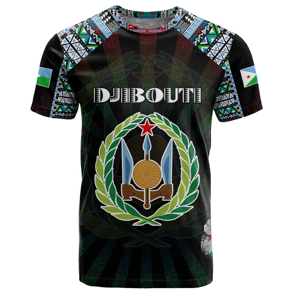 Personalized Djibouti Roots T shirt African Pride in Fingerprint and Tribal Colors DT02