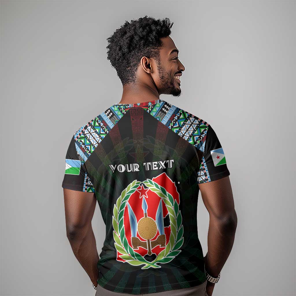 Personalized Djibouti Roots T shirt African Pride in Fingerprint and Tribal Colors DT02