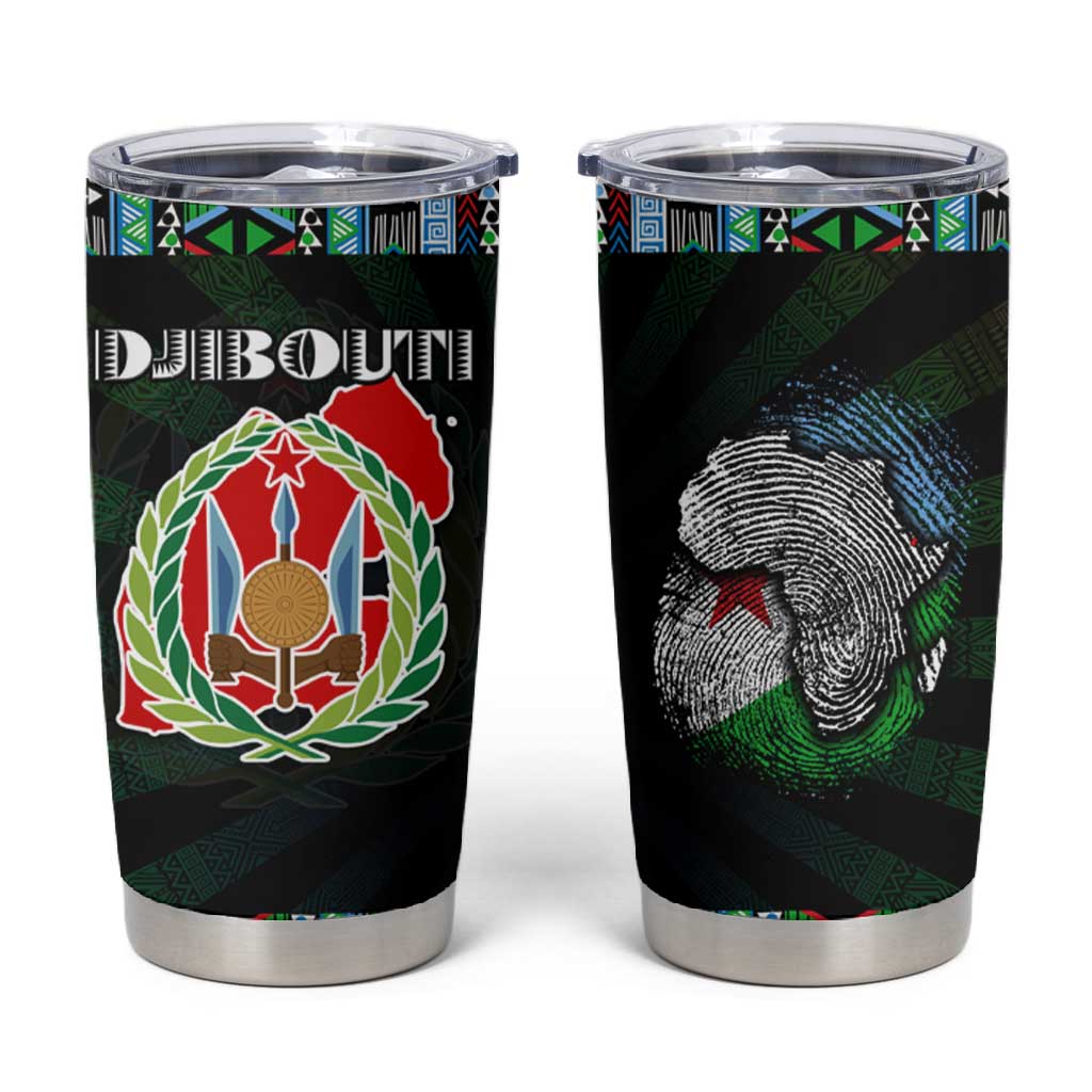 Djibouti Roots Tumbler Cup African Pride in Fingerprint and Tribal Colors DT02