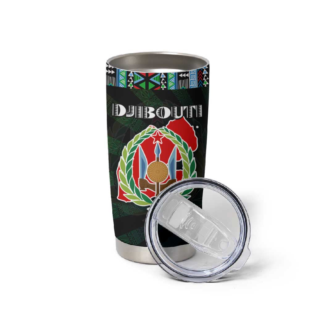 Djibouti Roots Tumbler Cup African Pride in Fingerprint and Tribal Colors DT02